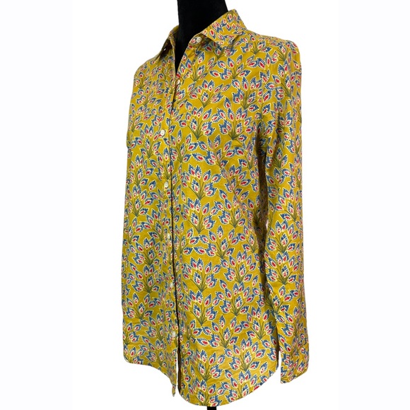 J. McLaughlin Womens Multicolor Gold Red Blue Long Sleeve Button Up Shirt - Picture 3 of 9